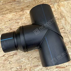 Тройник сварной ПНД ПЭ100 переходной 400х110 мм SDR 13,6